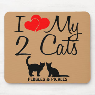 Tapis De Souris J'Aime Mes Deux Chats