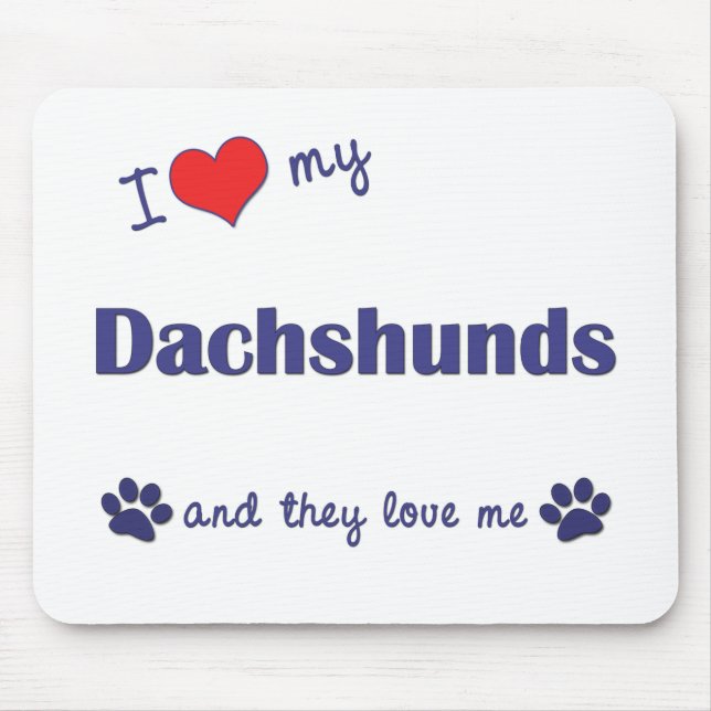 Tapis De Souris J'aime mes teckels (beaucoup de chiens) (Devant)