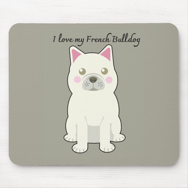 Tapis De Souris J'aime mon Bouledogue Français (Devant)