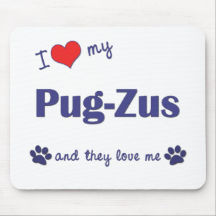 Tapis De Souris J'aime mon Carlin-Zus (les chiens multiples)