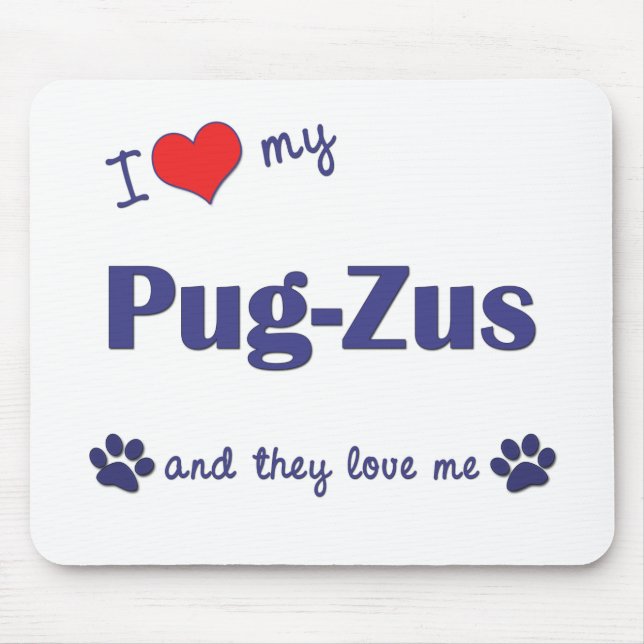 Tapis De Souris J'aime mon Carlin-Zus (les chiens multiples) (Devant)