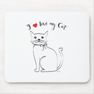 Tapis De Souris J'aime mon chat, mignonne, Cool