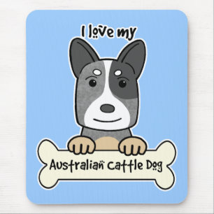 Tapis De Souris J'aime mon chien australien de bétail