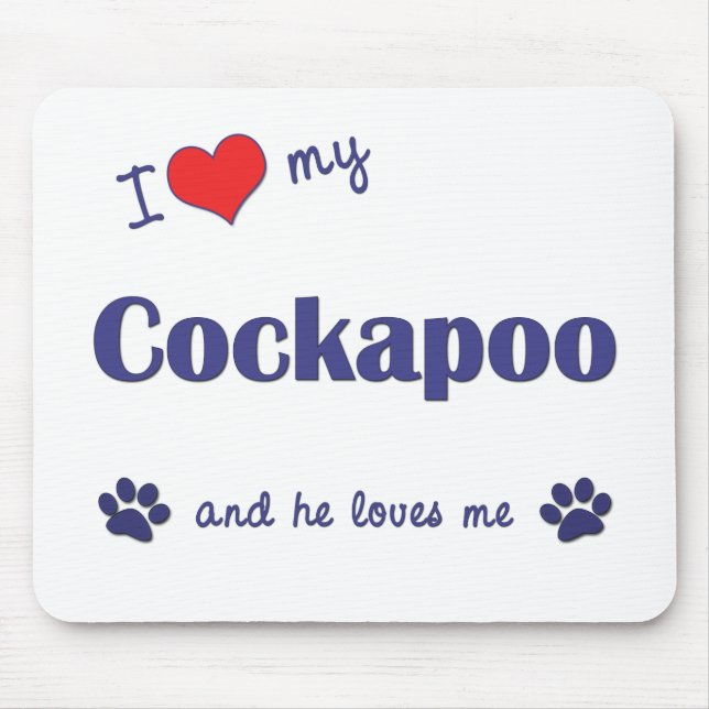 Tapis De Souris J'aime mon Cockapoo (le chien masculin) (Devant)