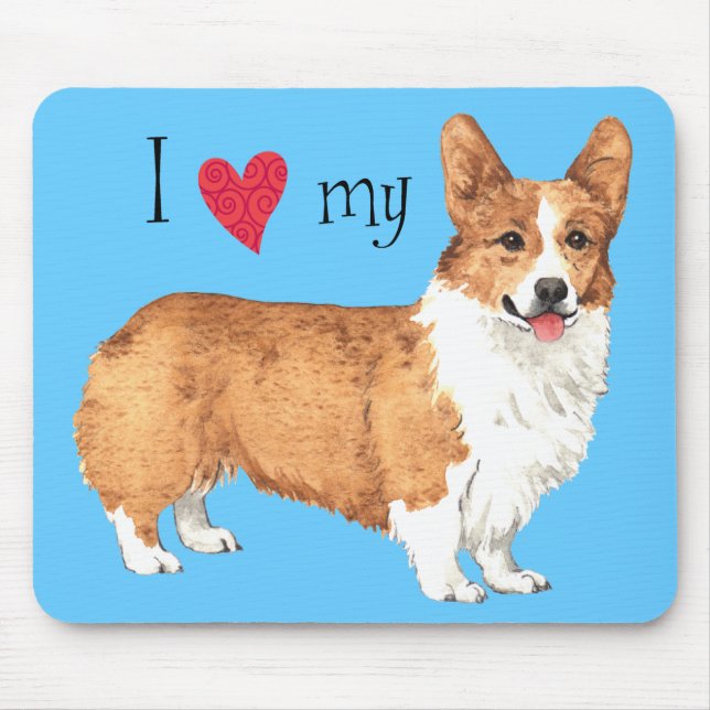 Tapis De Souris J'aime mon corgi de Gallois de Pembroke (Devant)