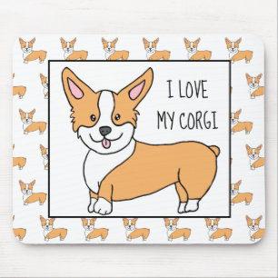 Tapis De Souris J'aime mon Corgi, le Cartoon Corgis
