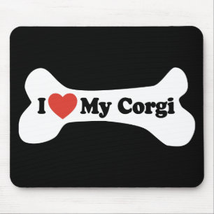 Tapis De Souris J'aime mon corgi - os de chien