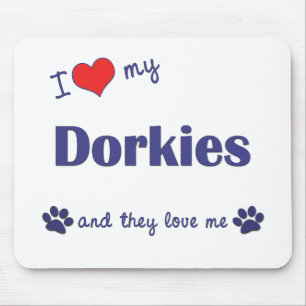 Tapis De Souris J'aime mon Dorkies (les chiens multiples)