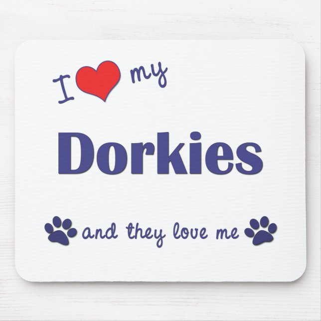 Tapis De Souris J'aime mon Dorkies (les chiens multiples) (Devant)