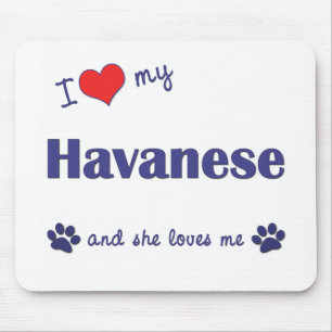 Tapis De Souris J'aime mon Havanese (le chien femelle)