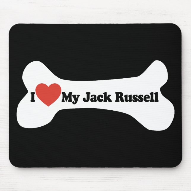 Tapis De Souris J'aime mon Jack Russell - os de chien (Devant)