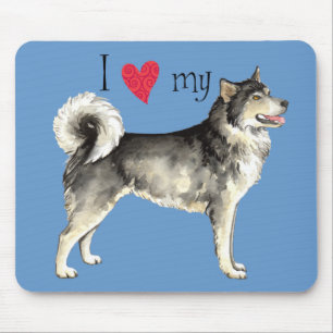 Tapis De Souris J'aime mon malemute d'Alaska