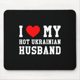 Tapis De Souris J'aime mon mari ukrainien chaud Cœur rouge