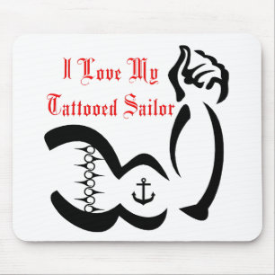 Tapis De Souris J'aime mon marin de Tattoed