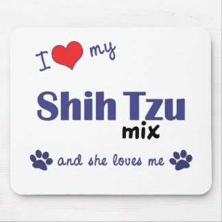 Tapis De Souris J'aime mon mélange de Shih Tzu (le chien femelle)