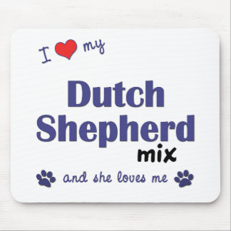Tapis De Souris J'aime mon mélange néerlandais de berger (le chien