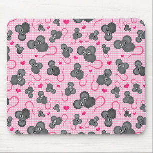 Tapis De Souris J'aime mon motif de souris dans le rose
