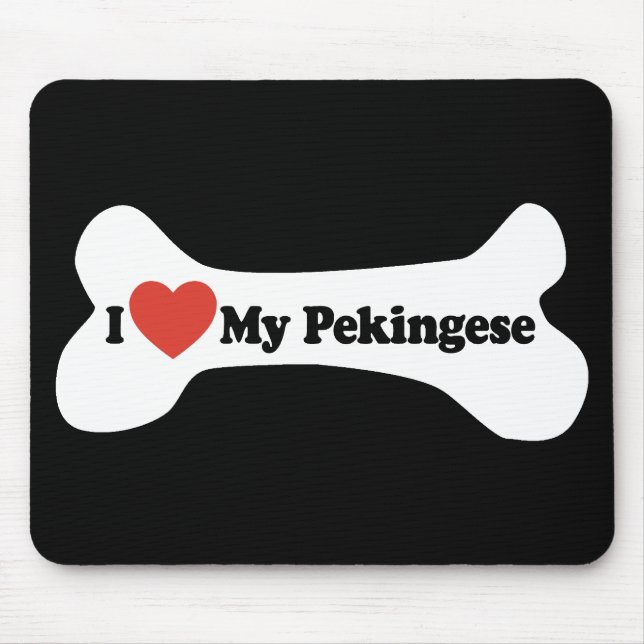 Tapis De Souris J'Aime Mon Pekingese - Os de Chien (Devant)