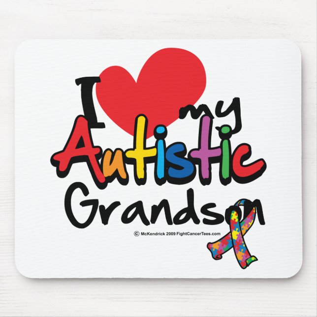 Tapis De Souris J'aime mon petit-fils autiste (Devant)