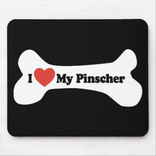 Tapis De Souris J'aime mon Pinscher - os de chien