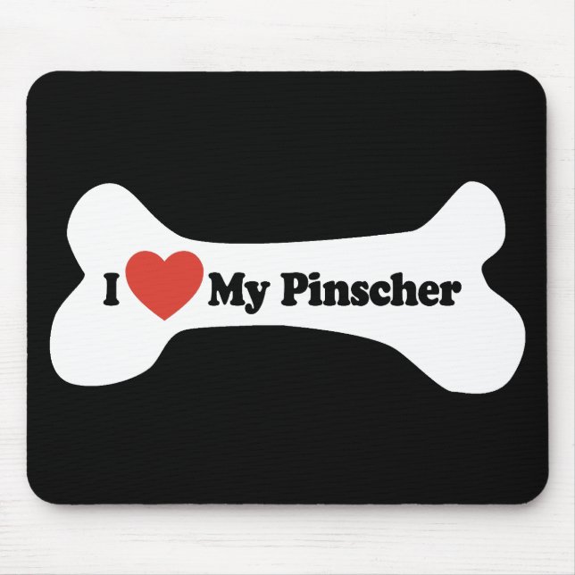 Tapis De Souris J'aime mon Pinscher - os de chien (Devant)