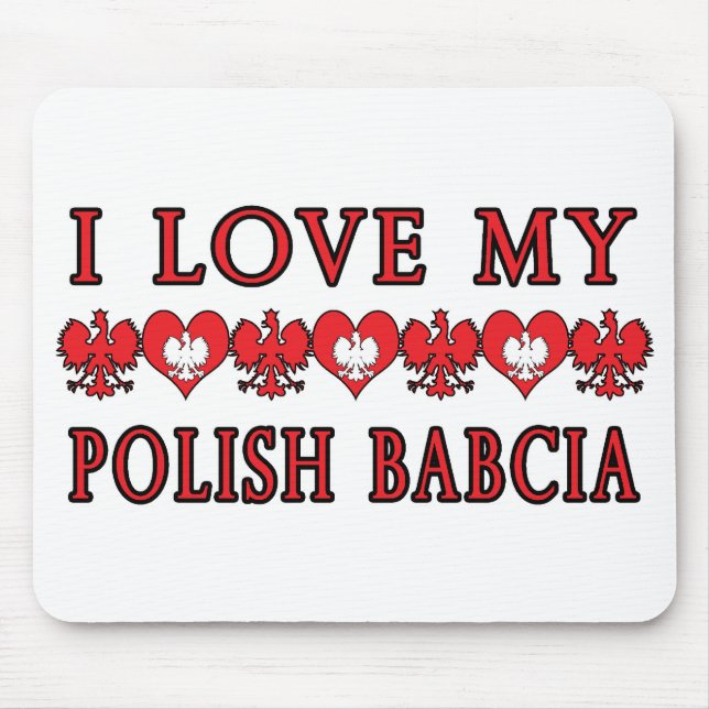Tapis De Souris J'Aime Mon Polonais Babcia (Devant)
