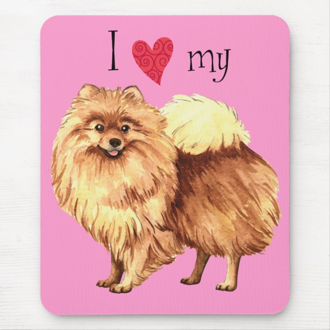 Tapis De Souris J'aime mon Pomeranian (Devant)