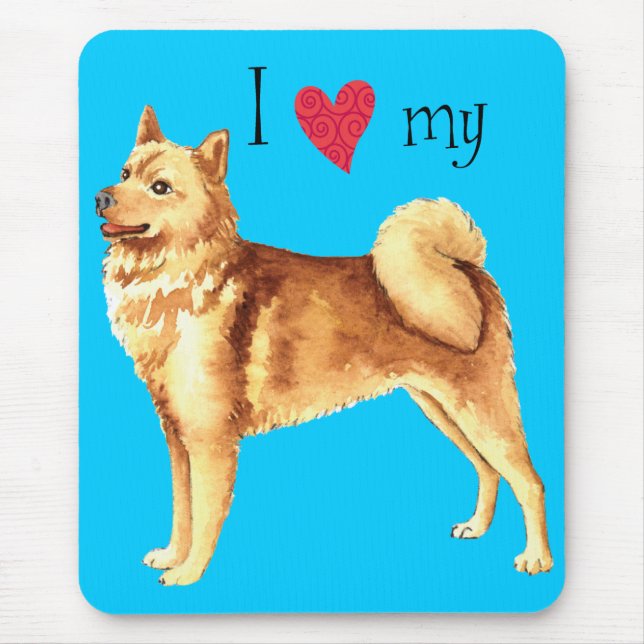 Tapis De Souris J'aime mon Spitz finlandais (Devant)