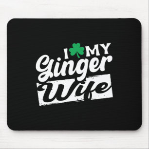 Tapis De Souris J'Aime Mon St patrick Shamrock À Tête Rouge Femme