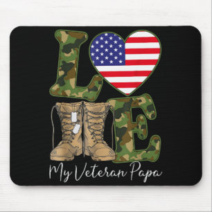 Tapis De Souris J'aime mon vétéran Papa fier grand-père militaire