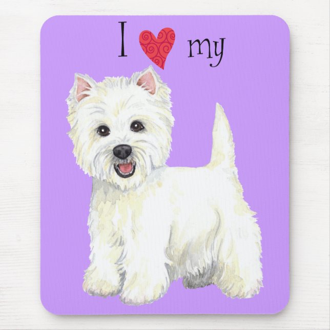 Tapis De Souris J'aime mon Westie (Devant)