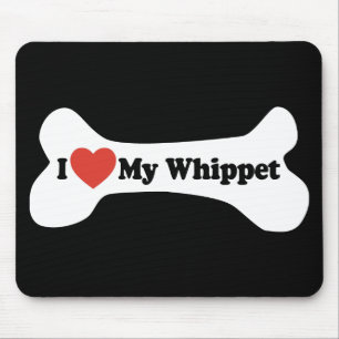 Tapis De Souris J'aime mon whippet - os de chien