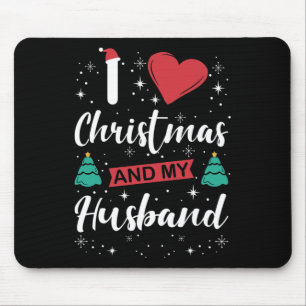 Tapis De Souris J'Aime Noël Et Mon Mari I Snowflakes Noël