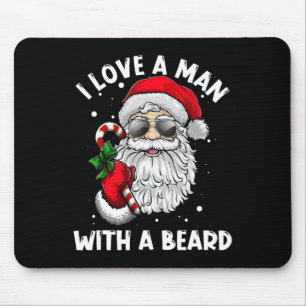 Tapis De Souris J'Aime Un Homme Avec Une Barbe Père Noël Pa
