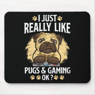 Tapis De Souris J'Aime Vraiment Les Carlins Et Les Jeux Ok Game Vi