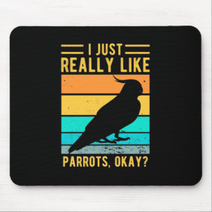 Tapis De Souris J'Aime Vraiment Les Perroquets