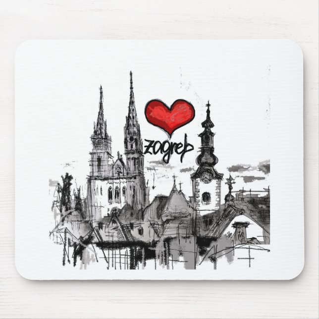 Tapis De Souris j'aime Zagreb (Devant)