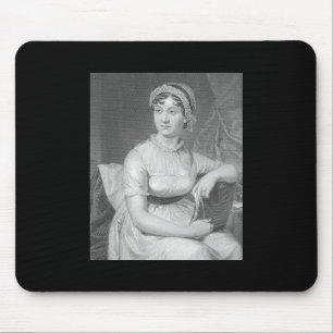 Tapis De Souris Jane Austen Portrait noir blanc et gris
