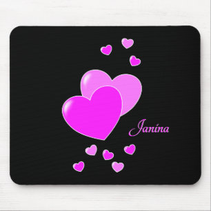 Tapis De Souris Janina - Cute Pink Hearts, Template For Your Name