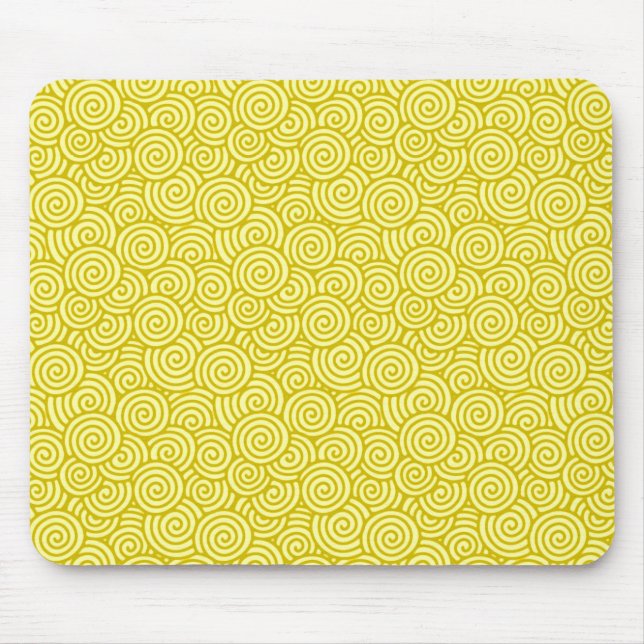 Tapis De Souris Japanese swirl pattern - mustard and light yellow (Devant)