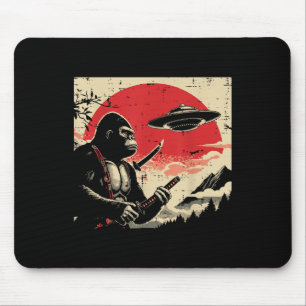 Tapis De Souris Japonais Bigfoot Samurai Ufo Sasquatch Vintage