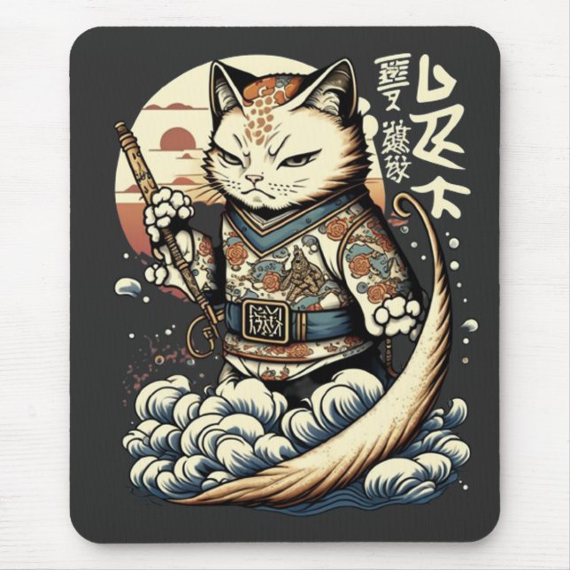 Tapis De Souris Japonais Chat Japon Waves kawaii Manga Anime (Devant)