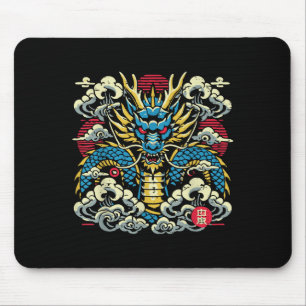 Tapis De Souris Japonais Dragon Visage Nuages Vintage Anime Hommes