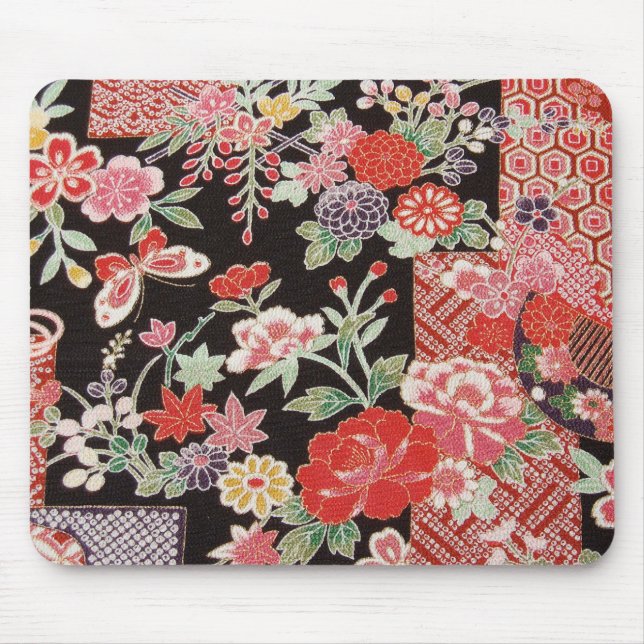 Tapis De Souris Japonais KIMONO Textile, motif floral (Devant)