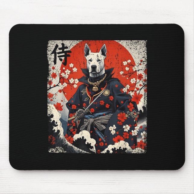 Tapis De Souris Japonais Samurai Pitbull Tattoo Kawaii Ukiyo-e Nin (Devant)