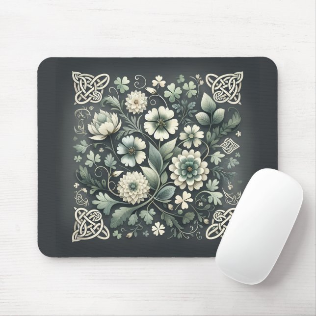 Tapis De Souris Jardin à nœuds de trèfle chuchoté (Avec souris)