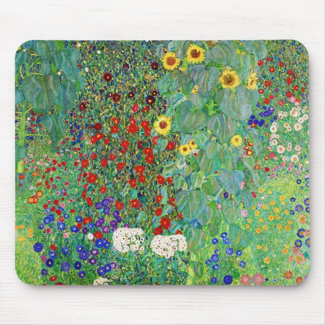 Tapis De Souris Jardin Agricole Gustav Klimt Avec Peinture De Fleu (Devant)