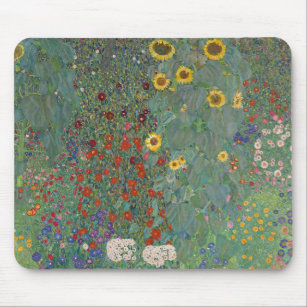 Tapis De Souris Jardin agricole Tournesols par Gustav Klimt Peintu