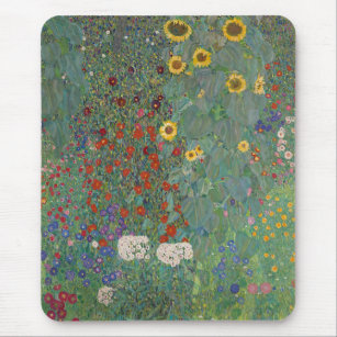 Tapis De Souris Jardin agricole Tournesols par Gustav Klimt Peintu