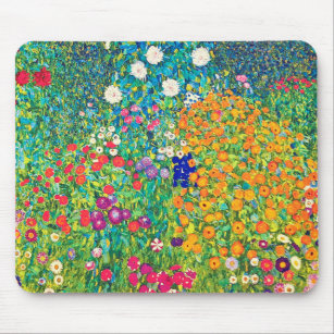 Tapis De Souris Jardin aux fleurs, Gustav Klimt